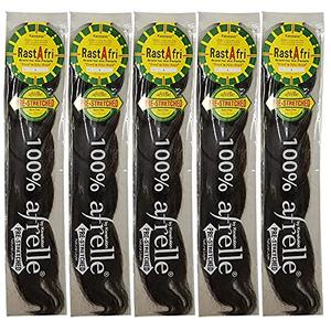 RastAfri Pre-Stretched Silky Braiding Hair (5 Single Packs, #4)