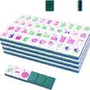 American Mahjong Game Set, Portable Carrying Bag,Acrylic 160 Tiles,Western Mahjong Tiles Set,Complete Ma Jong Set (Green)