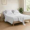 Cottingon 4 Piece Flex Head King Sheet Set, Top 34 Inch Split Sheets for Sleep Number Adjustable Beds, Soft Breathable 100% Egyptian Cotton, Fits Upto 16" Deep Mattress 78"X80"+ 34", White