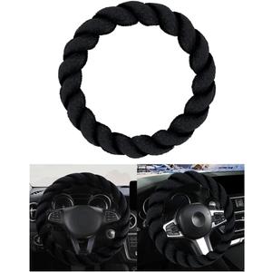 Luxury Fluffy Winter Car Steering Wheel Cover for Women Soft Warm Plush Cute Auto Accessories for Vehicle, Sedan,Universal,Fuzzy,Black,Anti Slip (Black)