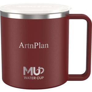 14oz Insulated Coffee Mug with Lid, Stainless Steel Coffee Mug with Handle, Double Wall Vacuum Tumbler, Leak-Proof Cup, Hot & Cold Drinks, Travel Mug for Christmas Gift, Car, Office, Camping