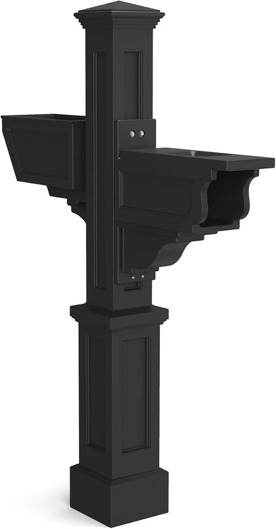 Mayne Signature Plus Mailbox Post with Newspaper Slot and Planter Weather-Resistant, Durable Classic Design Easy-to-Install Outdoor Mailbox Post