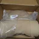 Coverado Car Headrest Pillow, Ergonomic Memory Foam Car Neck Pillow for Driving Seat with Adjustable Strap, Soft PU Leather Breathable Removable Cover Neck Support for Neck Pain Relief - Beige