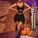 Avidlove Lace Mini Skirts for Women Flowy Skirt Boho Layered Asymmetrical Short Skirt (Black, XL)