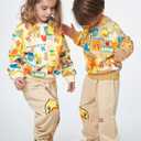 BDUCK+ Girls Boys Sweatshirt Cute Cartoon Yellow Duck Crewneck Pullover for Toddler Kids (3-12 Years) Long Sleeve Shirt Tops