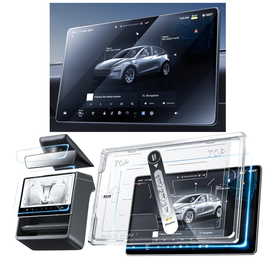 Nmoiss 3 in 1 16“ New Model Y Premium & performance (2026) Screen Protector Matte 3 Psc Protector Center Display + Rear Touchscreen + Rearview Mirror Model Y