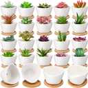 24 Pack Small Succulent Pots, Mini Ceramic Succulent Planter, White, 3 x 2.13 inches