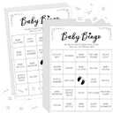 Baby Shower Bingo Game, 50 Bingo Cards Perforated Calling Cards Bingo Games for Baby Shower, Bridal Wedding Shower (White)