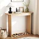 AQIMUELE Natural Console Table Thin Rubberwood Minimalist Mid-Century Style | Stable and Sturdy 11.8" D x 39.4" W x 31.5" H for Entryway/Sofa Back