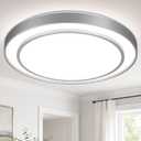20Inch LED Flush Mount Ceiling Light, Silver Low Profile Ceiling Light Fixture 48W with 5CCT, Modern Ceiling Lighting for Kitchen Bedroom Living Room