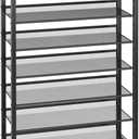 Large Shoe Rack 8 Tier Shoe Organizer, Heavy Duty Metal Shoe Storage Vertical Shoe Rack for Closet Front Door Entrance, Up to 28 Pairs, Top Wooden Storage Shelf, Black