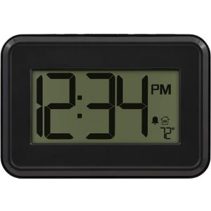 La Crosse Technology 513-113 Digital Wall Clock with Temperature & Countdown Timer, Black