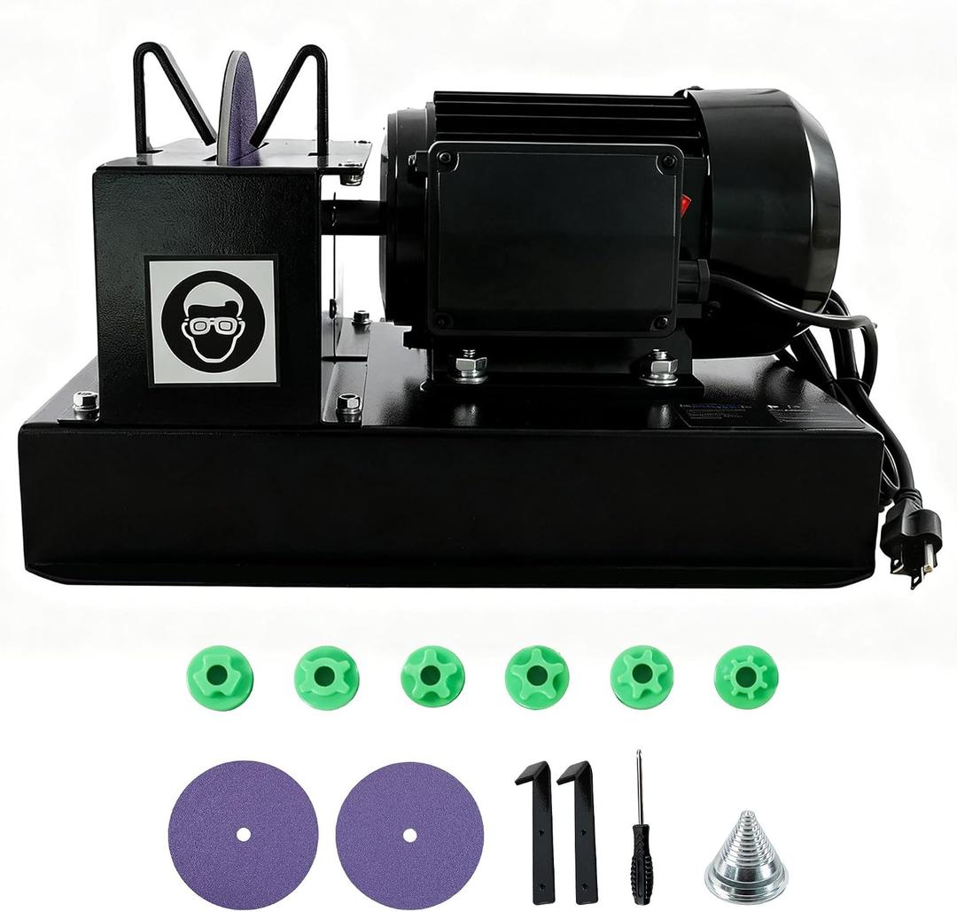 Lawn Mower Blade Sharpener, 2/3HP 500W Bench Grinder with 7-Inch Ceramic Wheel, 30/40 Angle Brackets, for High/Low Lift, Gator & Flat Blades, with Extra Replacement Sandpapers