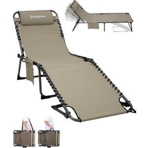 KingCamp Lounge Chair Outdoor,400LBS Tanning Chairs for Outside,Adjustable 5-Position Patio Lounge Chair Sunbathing Chase Lounge Chair Outdoor for Outside Beach Patio Sun Bathing Pool Backyard, 23.23 inches x 76.77 inches x 13.39 inches