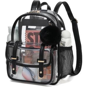Clear Backpack for Stadium Events, Small Transparent Backpack Mini See Through Bookbag for Women Girls for Concert