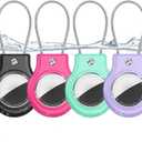 4 Pack Waterproof for AirTag Holder with Cable Wire, Anti-Lost Secure Keychain for Apple AirTag, Shockproof Case for Keys/Luggage/Backpacks/Pets, No Signal & Sound Interference