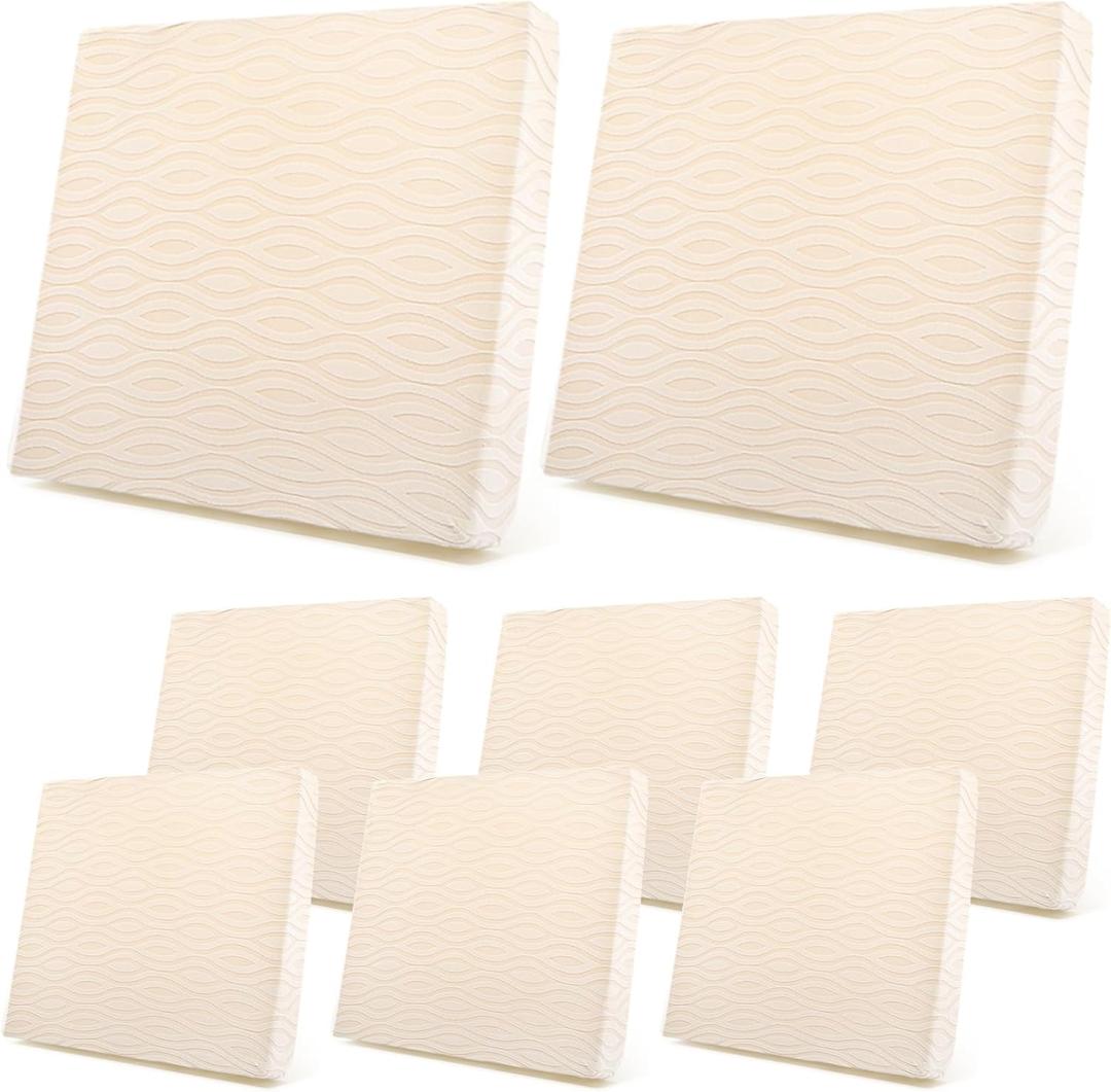Newwiee 8Pcs Stretch Patio Cushion Covers Outdoor Cushion Covers for Patio Furniture Replacement Couch Sofa Slipcovers Jacquard Textured Soft Fabric Washable Furniture Protector(Beige,Classic)