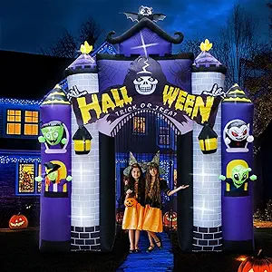 Halloween Inflatables 2023 Castle 11.5FT with Door LED Lights Haunted House Archway for Halloween Decorations Outdoor Blow up Yard Outside Halloween Decorations Garden Party Decor