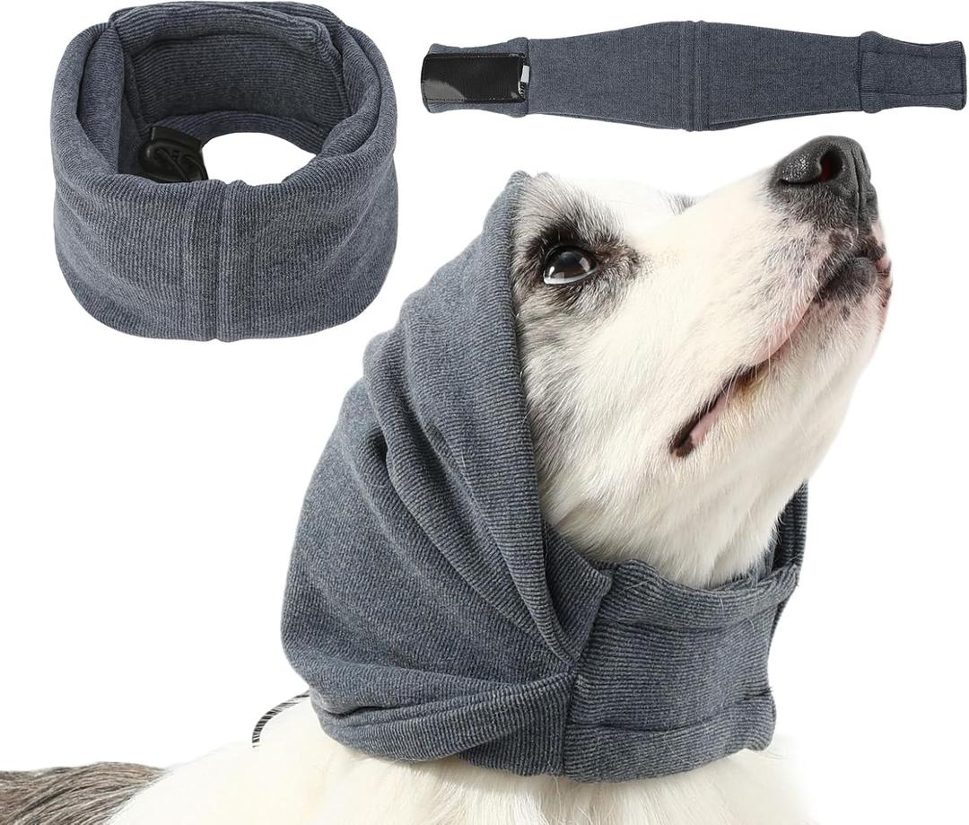 Dog Calming Hoodie, Reducing Noise Wrap, Dog Ear Muffs Noise Protection (M-Head Circle(13.7"~18.9"), Dark Grey)