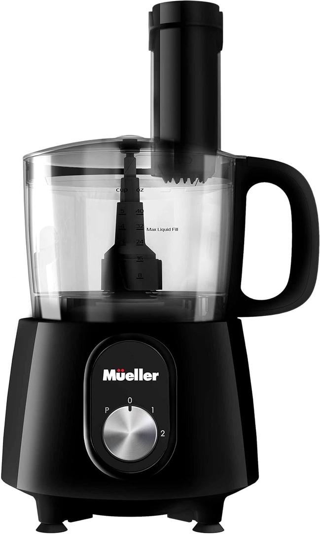 Mueller Ultra Prep Food Processor Chopper for Dicing, Grinding, Whipping and Pureeing, Food Chopper for Vegetables, Meat, Grains, Nuts and Whisk for Eggs and Cream, 8 cup, Black