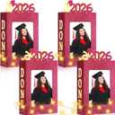 4 Sets Graduation Centerpieces Boxes for Table Decorations Light up 2026 Graduation Picture Frames Display with Done Grad Party Favor Gifts for College Graduate Class of 2026 Photo Props(Red)