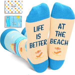 Zmart Sports Gifts for Men Women - Skating Surfing Socks for Beach Yoga Lover Hunter (Life is Better at the Beach)