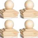 Hosuly 1Pcs 4 x 4 Post Cap (Actual 3 5/8) Fence Wood Post Cap Cedar Ball Top Rot Resistant for Outdoor Wooden Fences