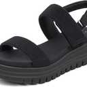 VJH confort Women's Wedge Sandals, Open Toe Ankle Strap Casual Platform Sandals (8.5, Black)