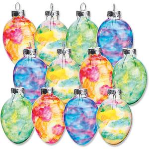 Lillian Vernon Stained Glass Egg Blown Glass Easter Ornaments - Handcrafted Hanging Tree Decorations, Stained Glass Easter Egg Holiday & Party Decor, 2 in, Assorted, 12-Piece Set