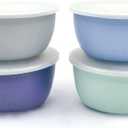 Elk and Friends Stainless Steel Bowls + Silicone Sleeve and Storage Lid | Baby, Toddler, Kids | Cereal & Snack Bowls | Storage Containers | Dishwasher Safe | 4 Pack (Sage/MistyBlue/Gray/Navy)