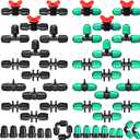 40 Pcs 1/2" Tubing Irrigation Fittings Kit 1/2 ID x 0.6-0.63 OD 16 mm Drip Irrigation Barbed Connectors Include 6 Switch Valves 18 Barbed Tee 8 Ends 4 Adapters 4 Elbows (Black and Green)