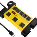 CCCEI Heavy Duty Surge Protector - 8 Outlet Power Strip with 1200 Joules, Metal with 6FT Extension Cord and Wide Spaced, Yellow