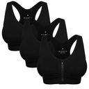 Women's Zip Front Sports Bra Wireless Post-Surgery Bra Active Yoga Sports Bras 3XL