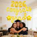 2 x Gold Congrats Grad Balloons 2026-16 Inch Gold 2026 Number Balloons Congrats Balloons for Grad Party Decorations
