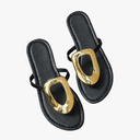 GORGLITTER Women's Gold Flip Flops Thong Flat Sandals 2025 Dressy Summer Vacation Open Toe Slides, Size 40