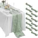 Bailarina 12 Pack Cheesecloth Table Runner 17x108 Inch Long Gauze Cheese Cloth 9ft Wrinkled Sheer Table Runner for Wedding Reception Birthday Party Table Decoration (Sage Green)