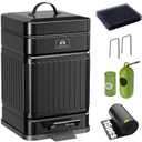 Dog Poop Trash Can Outside, 5L/1.3Gal Metal Trash Can with Lid, Waterproof & Odor Control, Pet Poop Bucket with Foot Pedal, Dog Waste Station for Garage, Patio, or Garden, Black