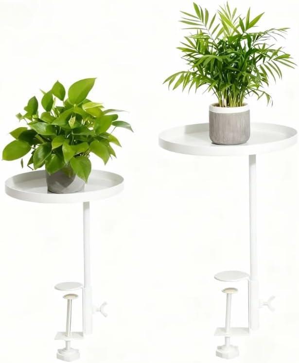 2Pack 8.3inch Adjustable Window Plant Shelves - Metal Clamp-on Windowsill Extension Tray, Floating Planter Stand for Indoor Plants Home Decor (white)