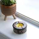 Decorative Ceramic Jar-Colorful Decorative Jar with Lid-Handmade Small Decorative Jar-Windproof Unique Jars-Turkish Home Decor (Obsidian)