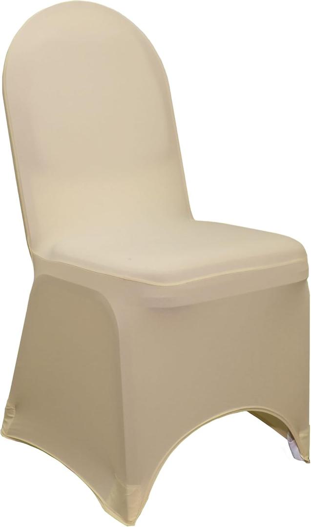 YOUR CHAIR COVERS - 100 Pack Stretch Spandex Banquet Chair Covers - Champagne, Wedding Slip Covers, Premium Quality Chair Cover