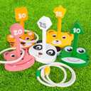 Wooden Ring Toss Game Set, Animal Ring Toss Game Toys, Fun Indoor & Outdoor Yard Game for Kids Adults - Lawn and Backyard Game for Family Birthday Party Easter Festivals Summer Beach Fun Activities