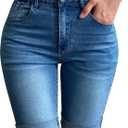 roswear Womens Mid Rise Roll Cuff Bermuda Stretch Denim Jean Shorts 
Light Blue Large