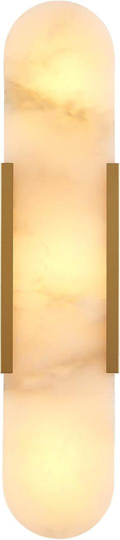 Modern Gold Wall Sconces for Living Room, Marble Sconce Wall Light Fixtures for Bedroom, Alabaster Sconce Lighting for Entryway Bathroom, 1 Pack
