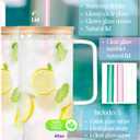 40oz Glass Tumbler, 3 Glass Straws, Natural Lid, Slender Handle, Elevate Your Style, Coffee Cup, Water Bottle, To Go, Reusable, All Natural, No Plastic