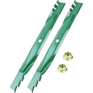 GELASKA 942-04290-X Lawn Mower Blades with Blade Nuts Fits Cub Cadet 46 inch Mower Blades, XT1 LT46 LTX1045 LTX1046 XT1 46 RZT46 Replace 742-04290-X 942-04244A 942-04290A, 2 Pack Gator Mulching Blades