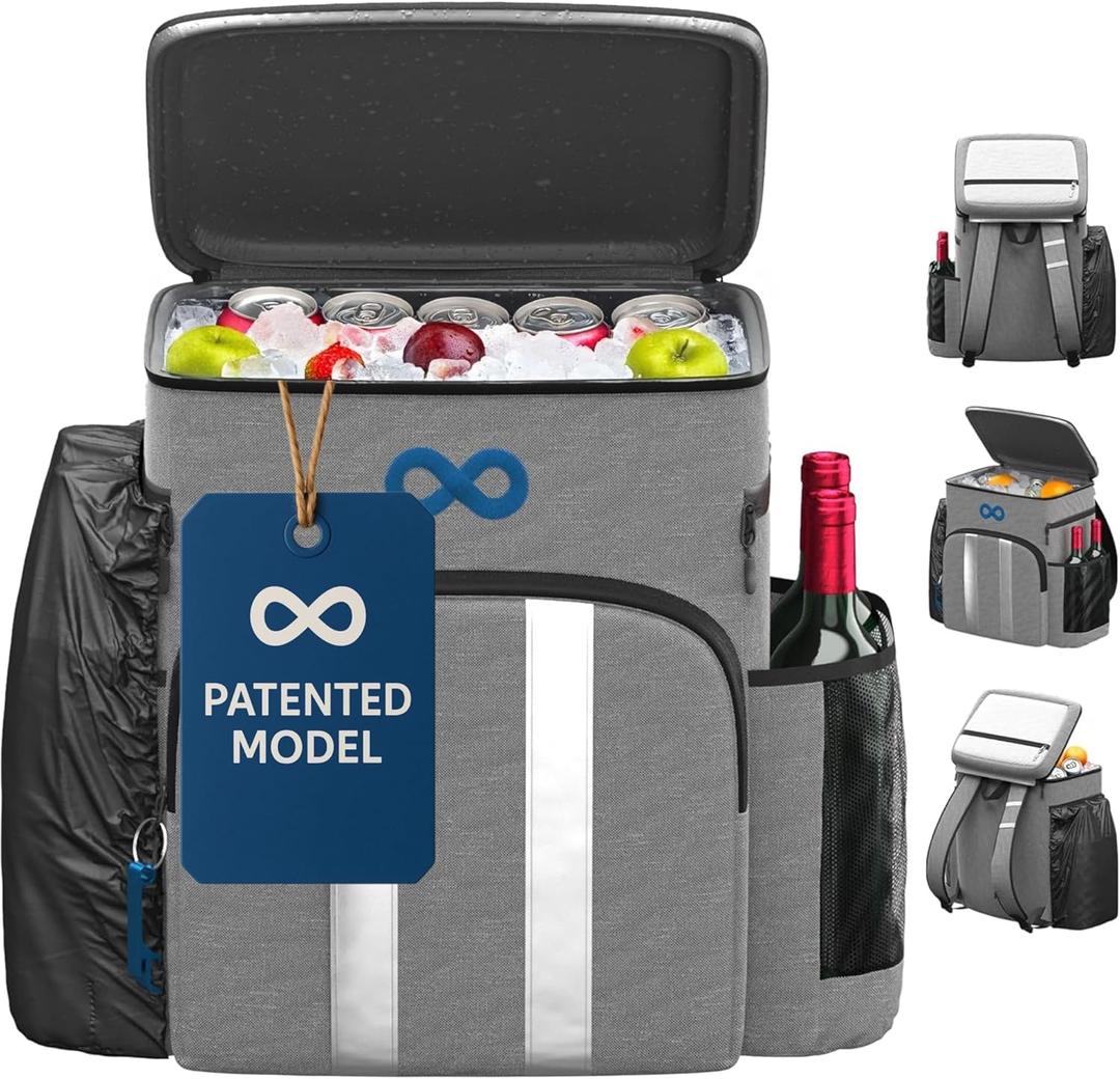 Everlasting Comfort Insulated Cooler Backpack - 54 Can, Leakproof Liner, Waterproof Zipper, Soft Backpack Cooler Bag for Men and Women - Beach, Picnic, Camping, Lunch (Gray)