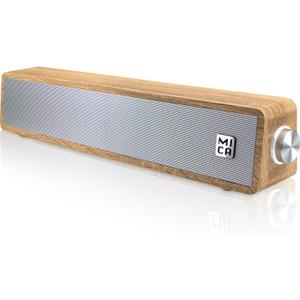 MICA Bluetooth Computer Speakers, Angled Retro Wooden Computer Sound Bar, 3.5mm Aux-in Connection, Vintage Wired USB Powered PC Speakers for Desktop Monitor, Laptop, Tablet - Yellow (M30T)