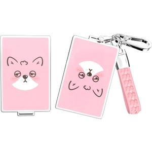 ACEBOY for Cybertruck 2023 2024 2025 Key Card Holder,TPU Key Case Including Chain for Tesla Model S/X/ 3/ Y Protector Cover (Pink)