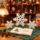 2 x Winter Decoration - 3PCS Snowflake Signs Rustic Wooden Snowflake Blocks Farmhouse Christmas Holiday Decor for Tiered Tray, Mantel and Table Centerpiece Displays