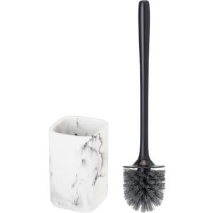 Vigar Zense Toilet Brush and Holder Set, Toilet Bowl Brush with Polyresin Stone Holder, Bathroom Sets for Bathroom Decor and Accessories, White Marble